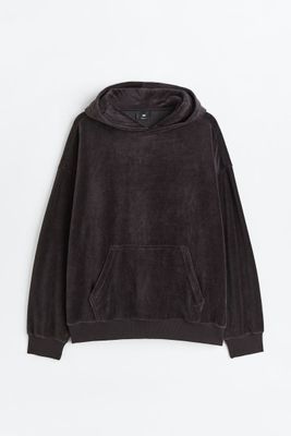Oversized Fit Velour Hoodie