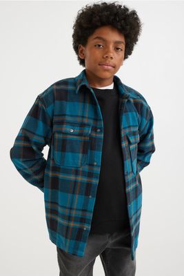 Oversized flannel shacket
