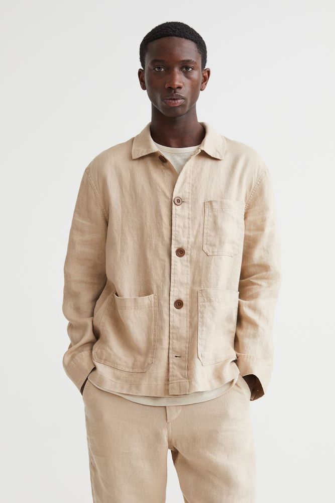 Regular Fit Linen Overshirt