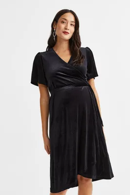 MAMA Velour Wrap Dress