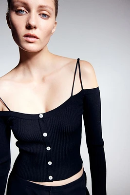 Button-front Off-the-shoulder Top