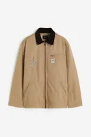 Loose Fit Jacket with Corduroy Collar