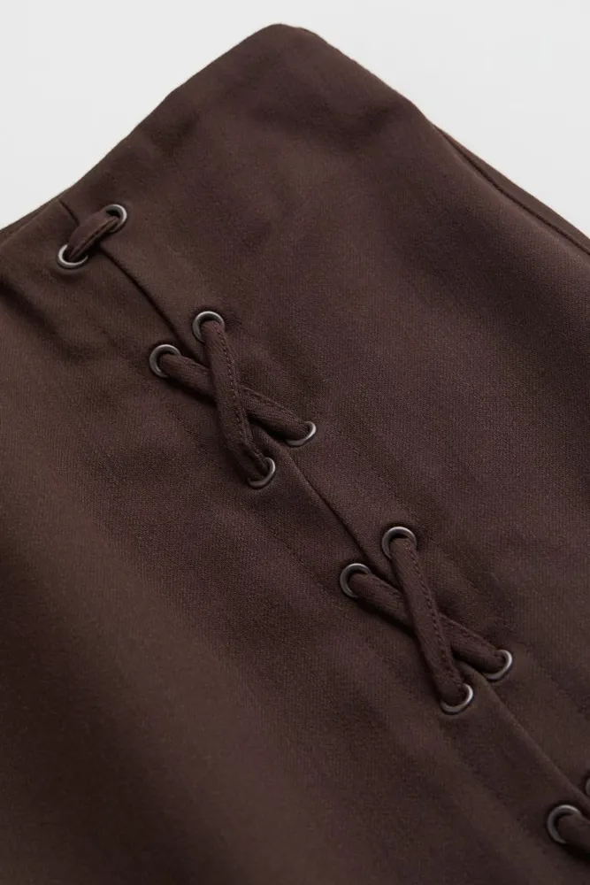 Lacing-detail Twill Skirt