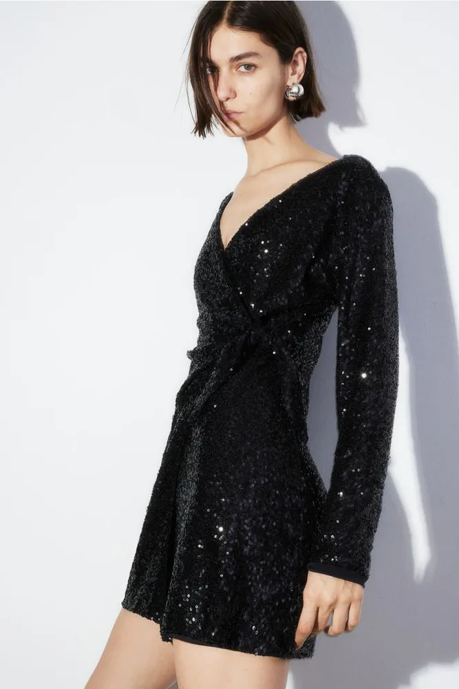 Sequined Wrap Dress