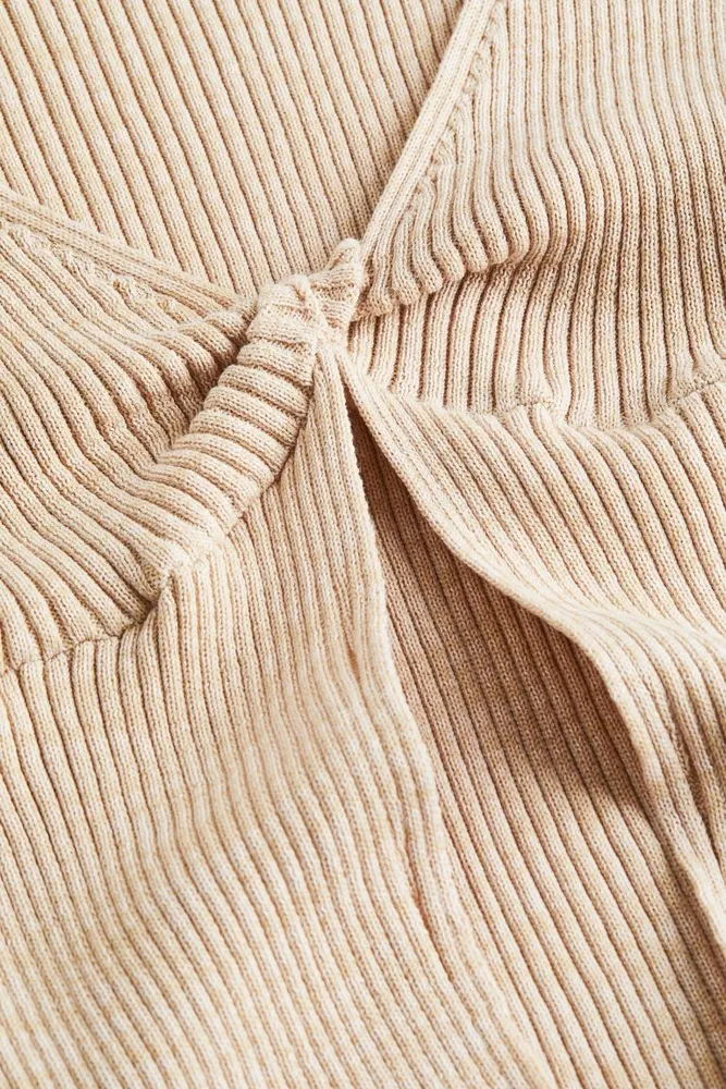 Rib-knit Knot-detail Top