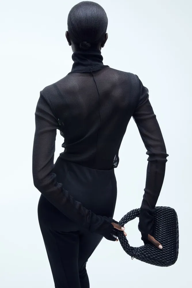 Mesh Turtleneck Top