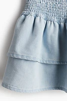 Smocked-waist Tiered Skirt