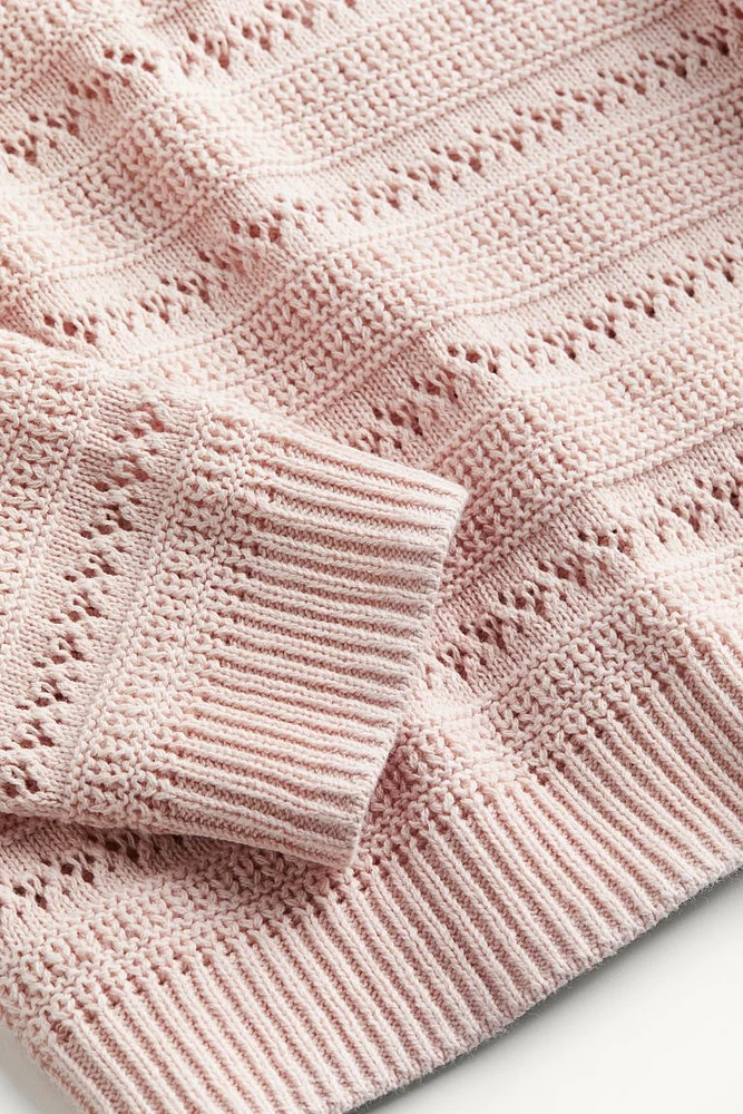 Cotton Hole-knit Sweater