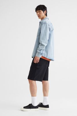 Relaxed Fit Cotton Twill Shorts
