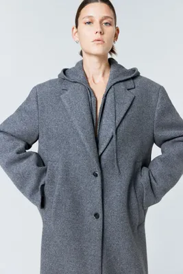 Manteau long en laine mélangée