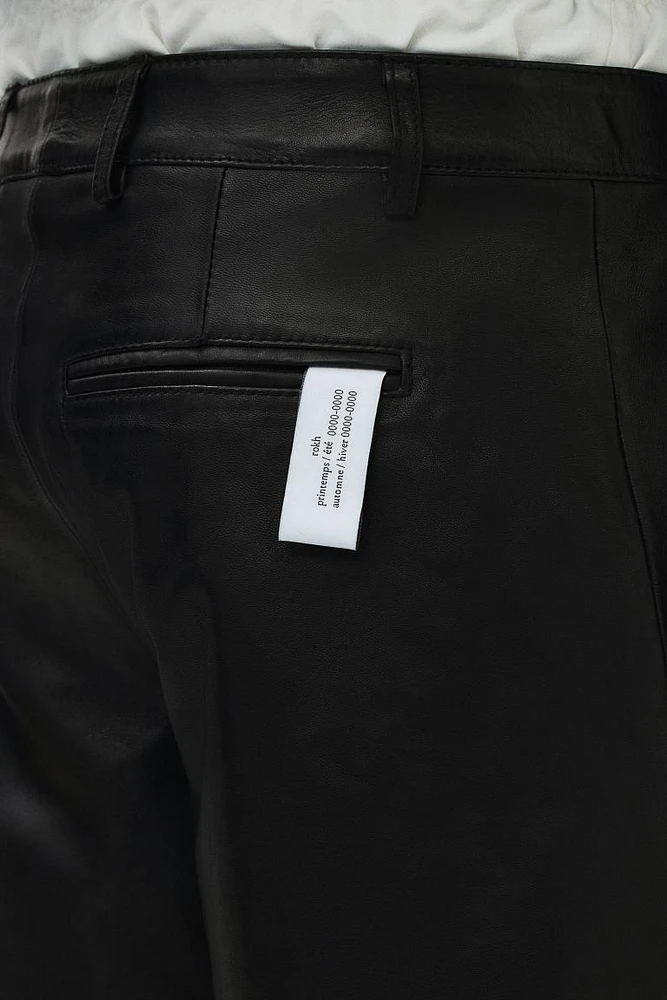 Double-waistband Leather Shorts