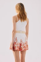 Belted Twill Shorts