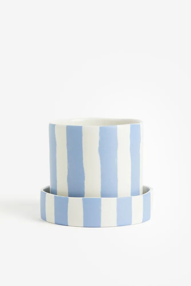 Patterned Plant Pot and Saucer