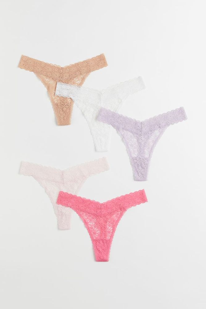 5 PACK LACE THONG