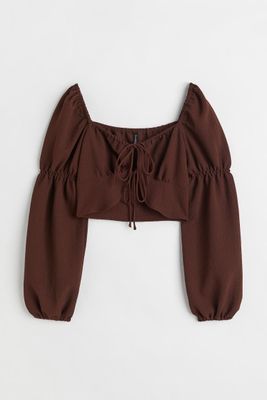 Tie-front Long-sleeved Blouse
