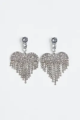 Heart-shaped Rhinestone Earrings