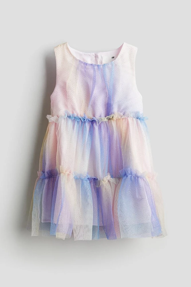 Ruffle-trimmed Tulle Dress