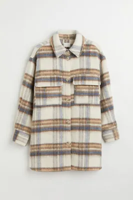 H&M+ Veste-chemise grande taille en laine mélangée