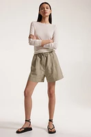 Linen-blend Pull-on Shorts