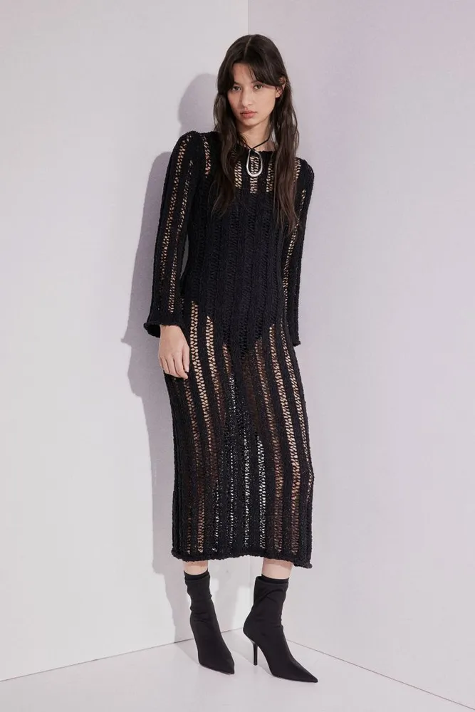 Ladder-stitch-look Knit Dress