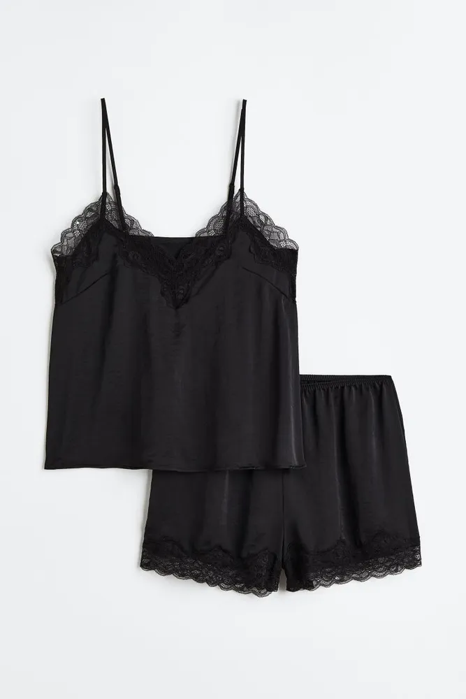 Intimissimi Black Lace And Silk Top