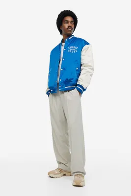 Oversized Fit Satin Baseball Jacket