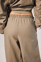 Wide-leg Linen-blend Pants