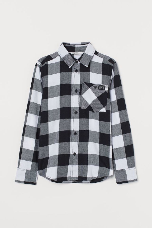 Boys - Green Cotton Flannel Shirt - Size: 8 (8-9Y) - H&M