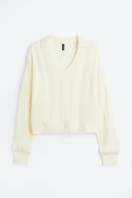 H&M+ Collared Cable-knit Sweater