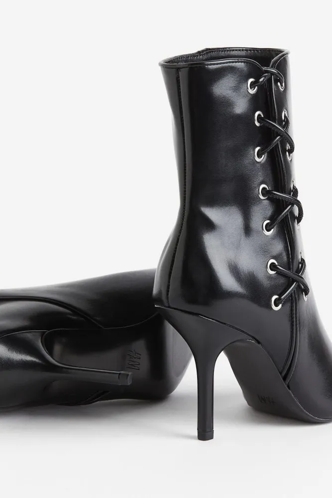 Lacing-detail Heeled Boots