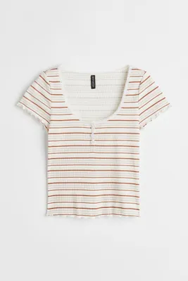Lace-trimmed Ribbed Top