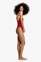 Padded-cup High-leg Bandeau Swimsuit