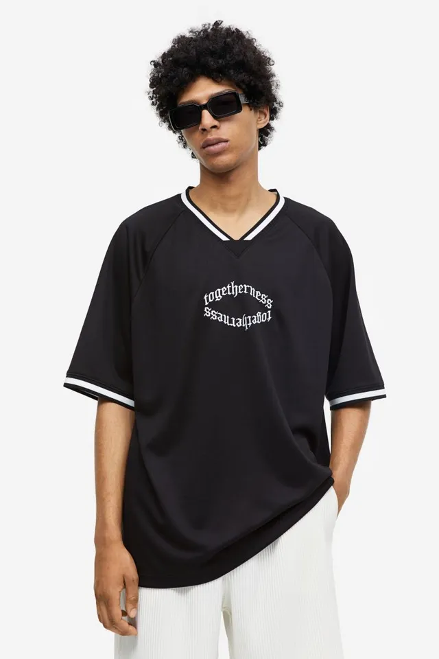 Oversized Fit Long-sleeved Mesh Shirt - Black/Harlem - Men