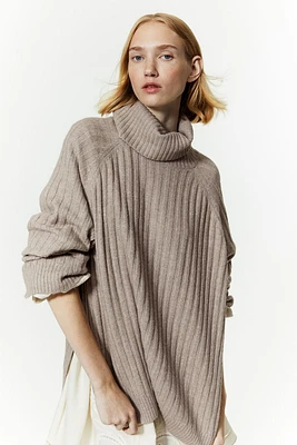 Rib-knit Turtleneck Sweater