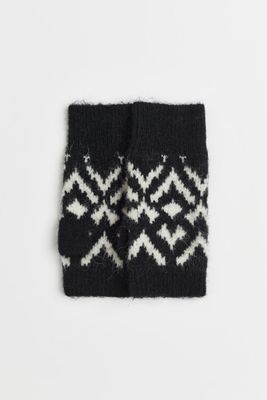 Jacquard-knit Fingerless Mittens
