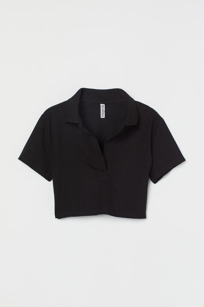 Black Basic Soft Ribbed Short Sleeve Crop Top