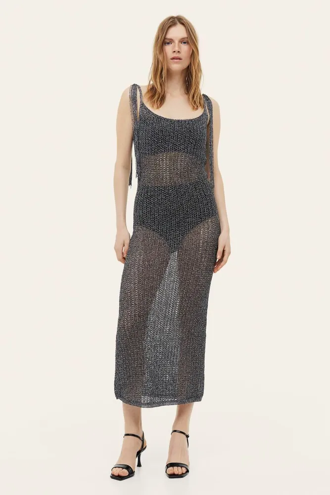 H&M Glittery Pointelle-knit Dress