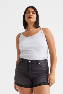 H&M+ High Waist Denim Shorts