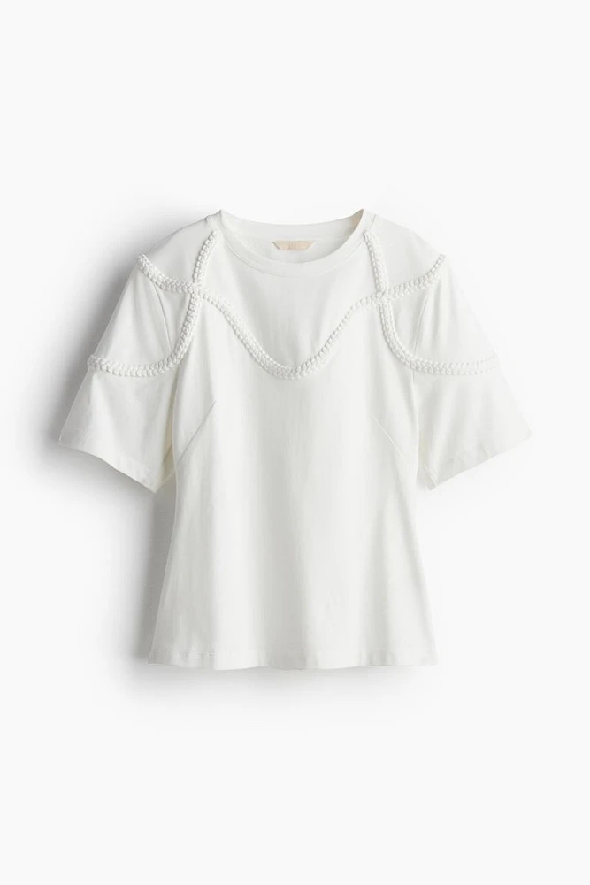 T-shirt with Braided Trim