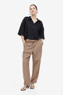 Linen-blend Tapered Pants