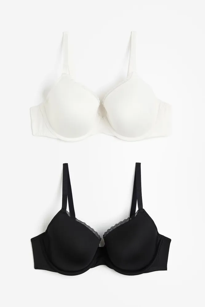H&M+ 2-pack padded bras - Grey/Black - Ladies