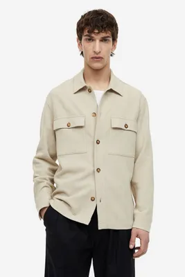 Regular Fit Linen-blend Overshirt