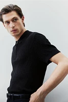 Slim Fit Cable-knit Polo Shirt