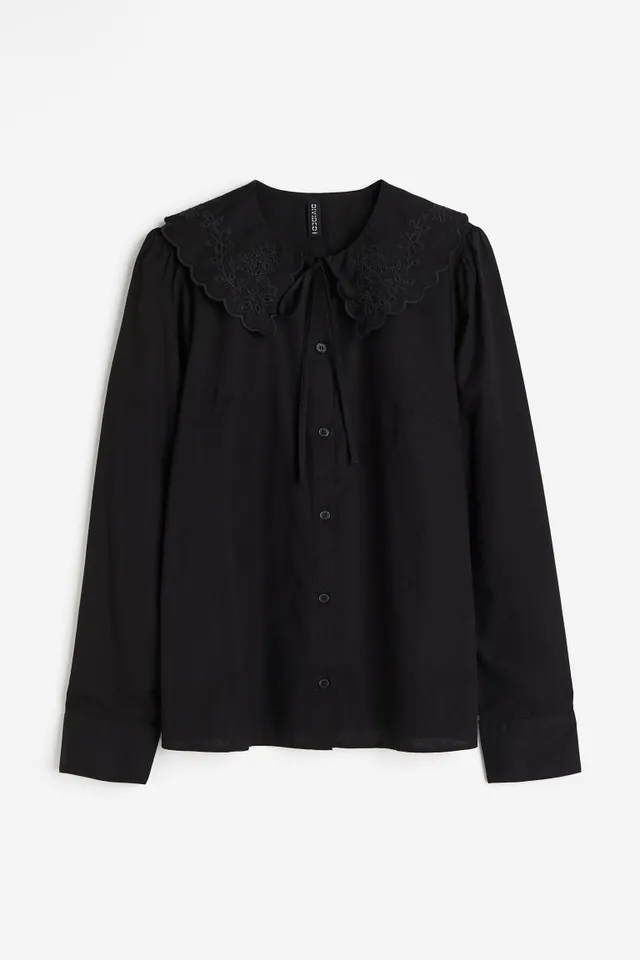 Poplin Blouse with Peter Pan Collar