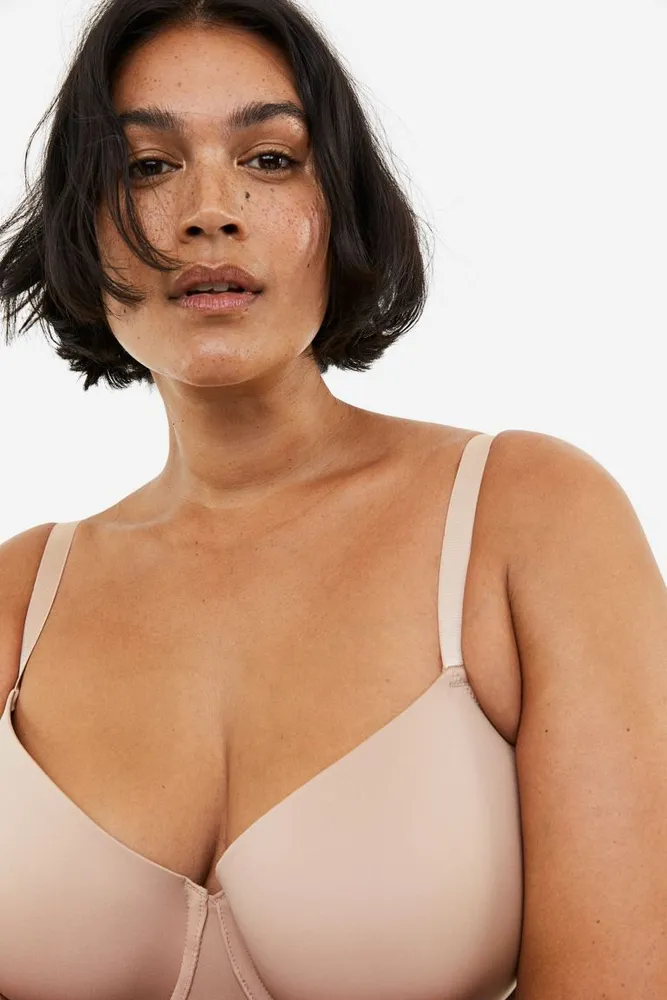 H&M+ 2-pack non-padded underwired bras - Powder beige/White