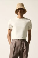 Slim Fit Ribbed Lyocell-blend T-shirt