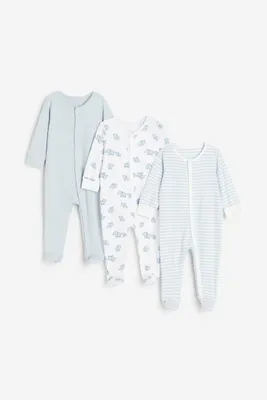 3-pack Cotton Pajama Jumpsuits