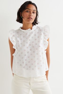 Blouse volantée avec broderie anglaise