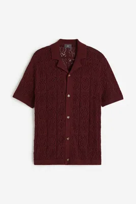 Regular Fit Crochet-look Resort Shirt