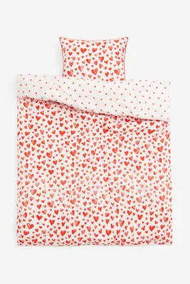 Heart-patterned Twin Duvet Cover Set